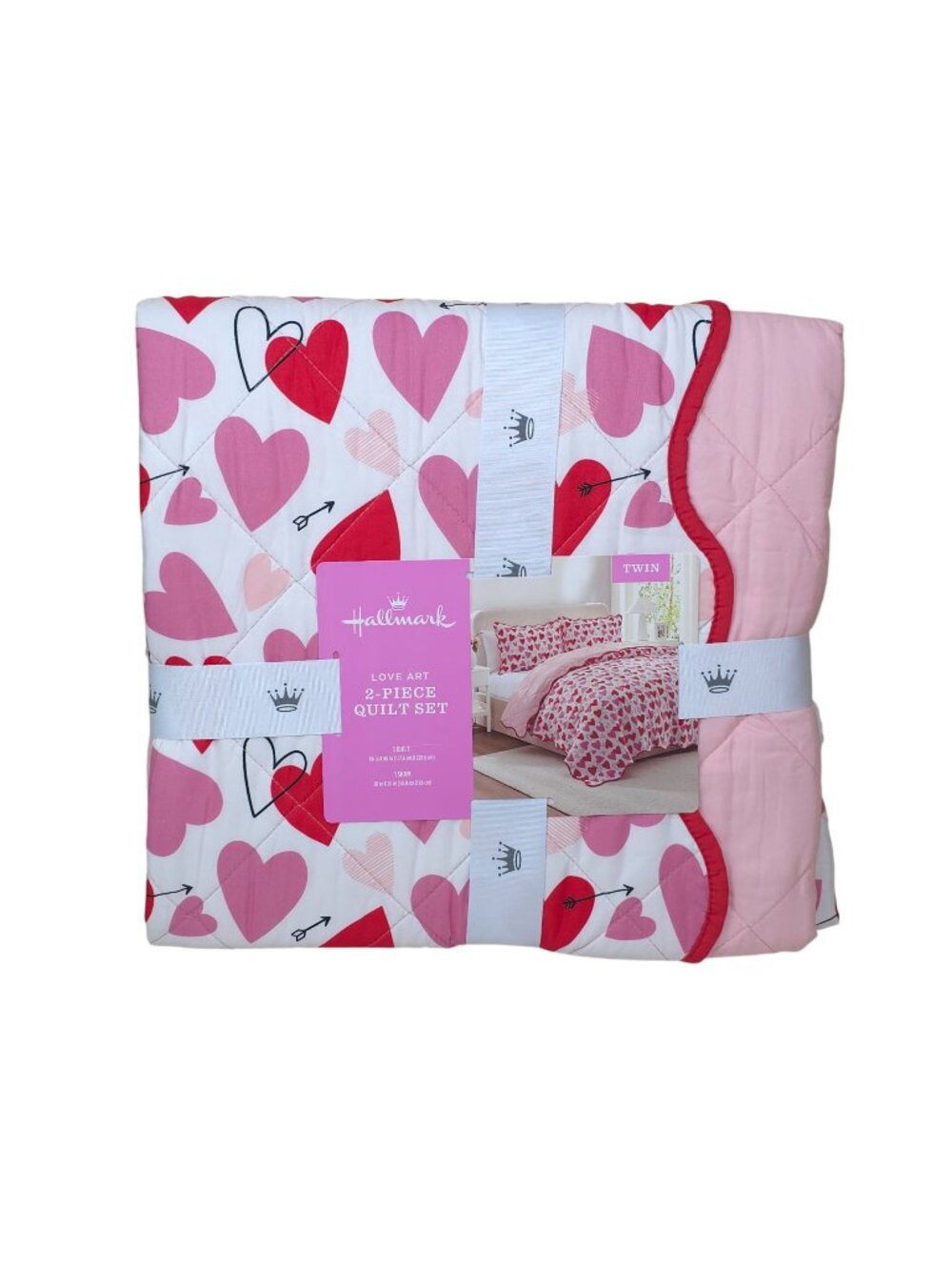 Hallmark Heart Strings Twin 2-Piece Quilt Set Valentines Day Love Heart
